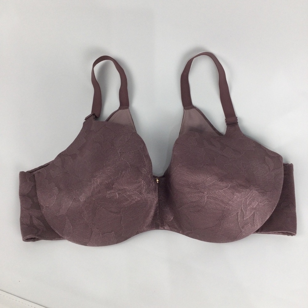 Cacique lightly lined balconette bra‎ womens size 42DDD purple lace
